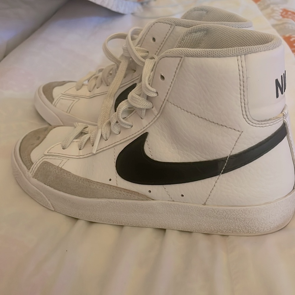 Nike White and Gray High-Top Sneakers